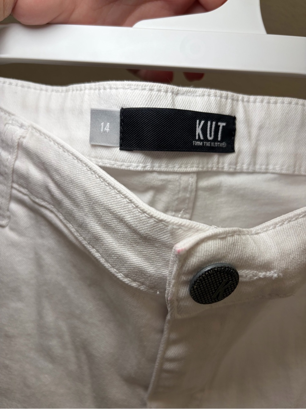 Kut from the Kloth Kity Denim Boyfriend Shorts White Denim Jean Shorts Sz 14 - Picture 4 of 16